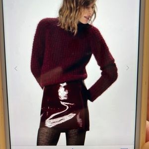 Maje real leather skirt